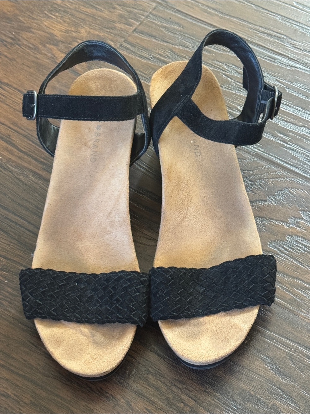 Lucky Brand Black Braided Strap Ankle Sandals